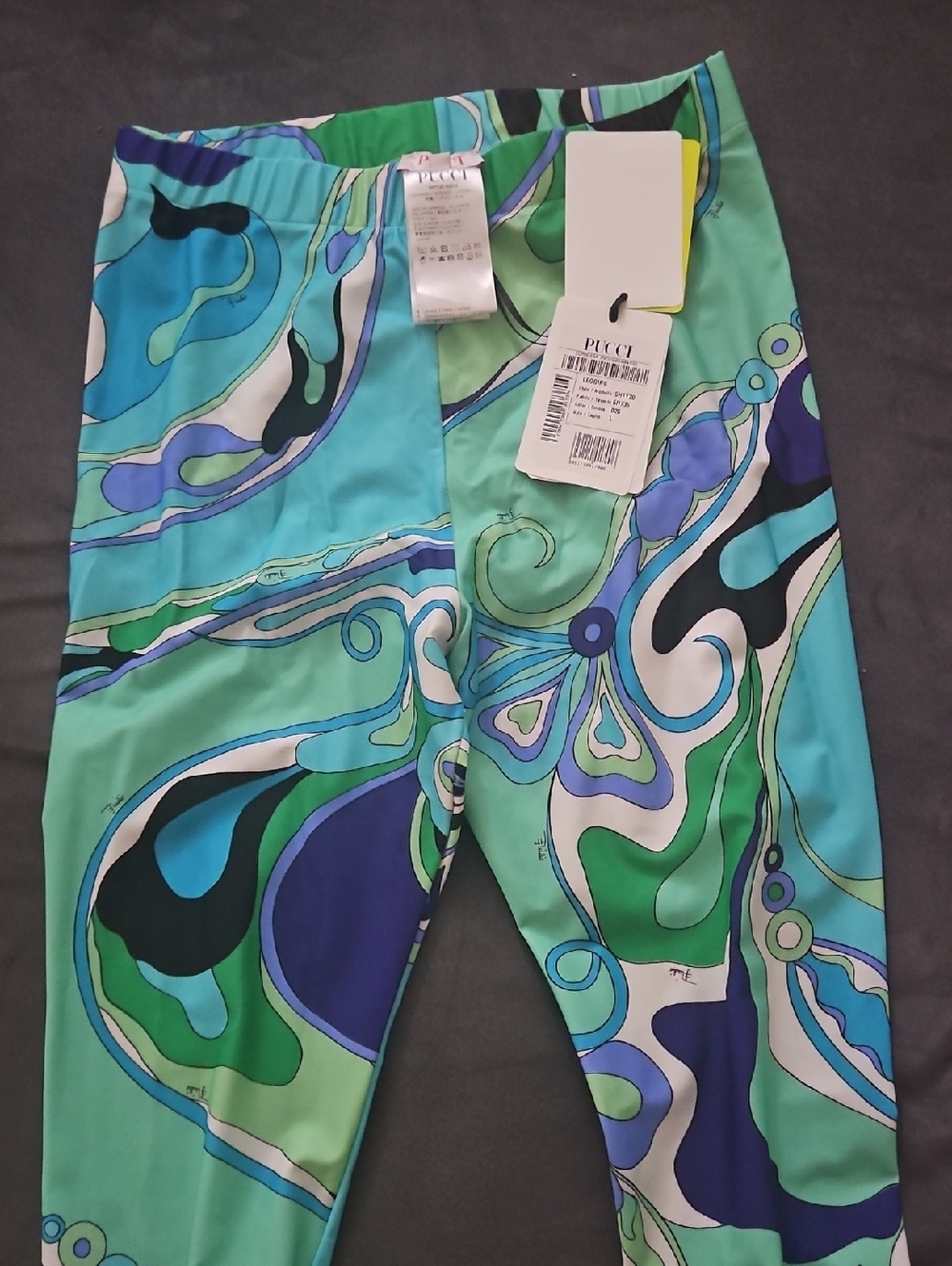 Emilio Pucci Aqua, Teal, Blue & Green Printed Leggings - Picture 2 of 2